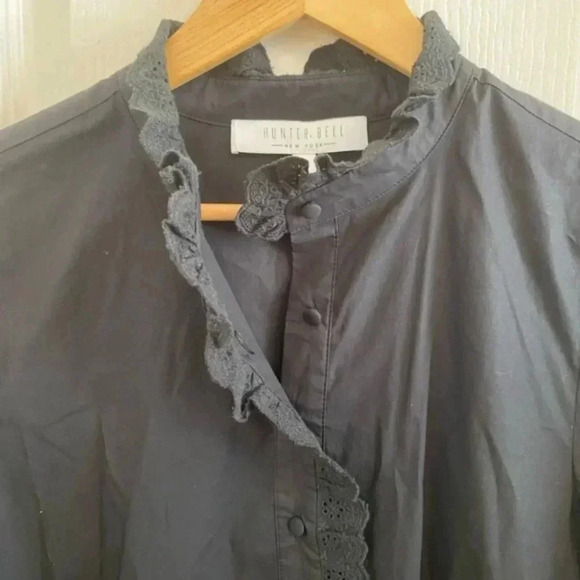 Hunter Bell Black Lace Trim Mock Neck Mini Dress - Picture 5 of 7